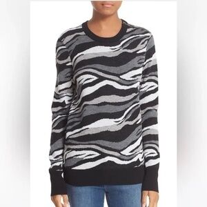 Equipment Femme Ondine 100% Wool Zebra Abstract Striped Sweater Size M